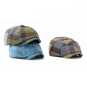 Vente en gros de chapeau de gavroche vintage pour hommes casquette de lierre à carreaux chapeau béret à la mode casquette de gavroche pour hommes femmes unisexe - Product Image 2