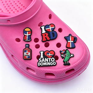 Breloques de chaussures en gros avec drapeau dominicain, design personnalisé, en caoutchouc PVC, pour sabots, décoration de chaussures, bracelets, style designer Bling - Product Image 4