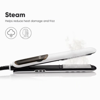 Lisseur à vapeur professionnel 5 températures 140-220 ° Plaque céramique avec affichage LED anti-frisottis, logo personnalisé OEM, vente en gros
