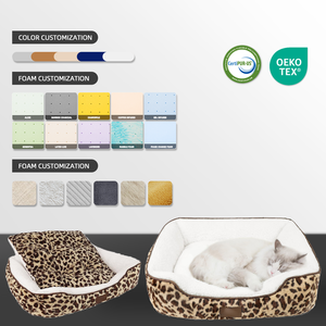 Luxus Leoparden muster Ortho pä dische Memory Foam Hundes chlafsofa Benutzer definierte umwelt freundliche Haustier Katzen betten Wasserdichte wasch bare abnehmbare Abdeckung - Product Image 2