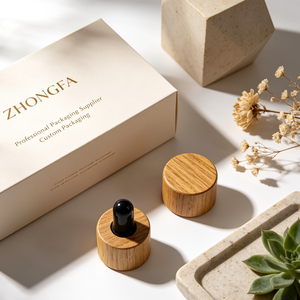Capsules compte-gouttes personnalisées OEM en bambou et en bois, fermetures écologiques pour flacons d'huiles essentielles et de sérums, fermeture en bois - Product Image 1