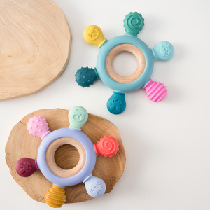 Mordedores de Silicona Libres de BPA Tongtu, Set de Regalo para Bebés, Anillo de Dentición, Juguetes Masticables para Bebés, Mordedor de Madera para Niños, Producto para la Dentición del Bebé - Product Image 1