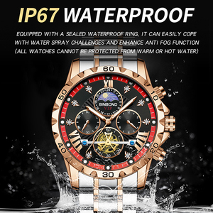 BINBOND B3103 Montre à quartz pour homme avec grand cadran, bracelet en acier inoxydable, lumineuse, de luxe, en vente chaude - Product Image 2