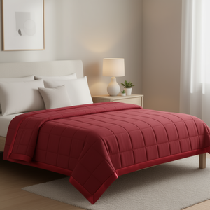 Manta Ligera Alternativa a Plumón, Tamaño Queen, 100% Algodón con Ribete de Satén, Diseño Sólido para Toda Temporada, Uso Doméstico - Product Image 2