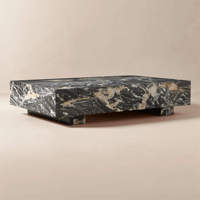 Table basse rectangulaire Cammy Stone Cosmic Gold Marble Low Plinth pour salon, mobilier multifonctionnel de luxe pour la maison