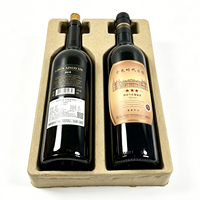 Emballage de protection pour bouteilles de vin en pulpe moulée personnalisée et écologique, plateau pour 2 bouteilles, insert en papier