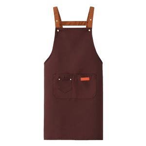 Personalizado Mujeres Hombres Unisex Promocional Marrón 100% Lona Uniforme Impermeable Cocina Delantales - Product Image 1