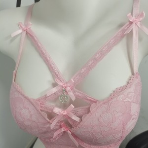 Conjunto de sujetador sexy estilo francés con lazo cruzado, lencería romántica para mujer, sujetador puro y seductor para chicas jóvenes. - Product Image 3
