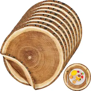 一次性木纹圆桌垫13.8英寸木片餐垫