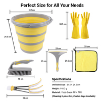 Kit complet 6 en 1 jaune et gris pour la maison, kit de nettoyage professionnel pour la maison, ensemble d'outils de nettoyage