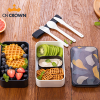 Échantillon gratuit de boîte à lunch Bento en plastique double couche imprimée UV personnalisée Conteneur alimentaire pour adultes Conception européenne Style Logo Technique