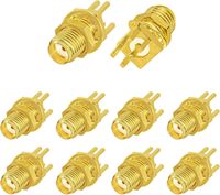 Conectores SMA, Conector Coaxial RF Hembra, Conector de Montaje en Borde de PCB, Adaptador de Soldadura, Orificio Vertical, 10 Piezas