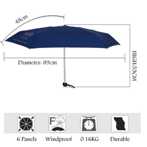 Étui à lunettes personnel, parapluie avec étui à fermeture éclair, mini parapluie pliable à 5 sections - Product Image 6