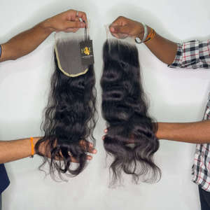Cuticule vierge naturelle bouclée 5x5 6x6 alignée cheveux humains naturels du temple indien Hd transparent fermeture lacet frontal complet - Product Image 1