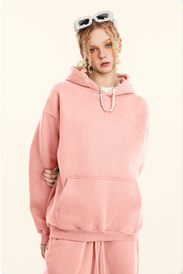 Sudadera con capucha gruesa holgada informal de talla grande de Color sólido de marca de moda de otoño 2025 para mujer Sudadera con capucha con forro polar - Product Image 5