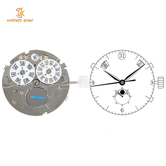 Customized Modify 9015 8215 Movement Day And Night Indicator Automatic 24 Hour Calendar Mechanical Moon phase Watches Movement