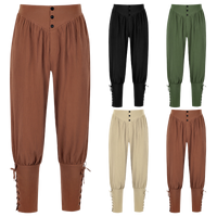 Pantalones Casuales de Secado Rápido con Tiras Largas en el Tobillo para Hombre, Estilo Medieval Pirata, para Verano
