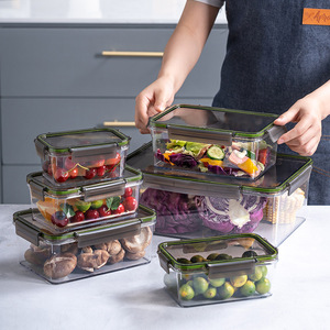 Transparent Airtight Food <b>Storage</b> <b>Container</b> 501-800Ml Clip On Lid Rectangle Refrigerator Use Household PET Plastic Box - Product Image 5
