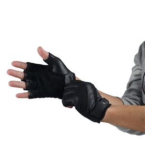 Men's <b>Weight</b> Lifting <b>Gloves</b> Half Finger Genuine Leather Non Slip Wear Resistant Gym Fitness <b>Training</b> Protection Black - Product Image 2