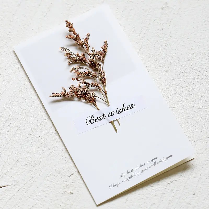 บัตรของขวัญของที่ระลึกโปสการ์ดสามมิติดอกไม้แห้งบัตรอวยพรออกแบบดอกไม้ทำด้วยมือที่กำหนดเองบัตรอวยพร