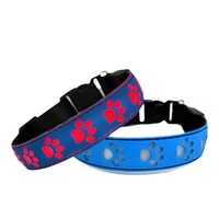 Neuestes USB-Aufladbares Verstellbares Nacht-Sicherheits-Blinklicht Luxuriöses Klassisches Nylon-Hundehalsband mit Bändern Einfarbiges Muster Umweltfreundlich