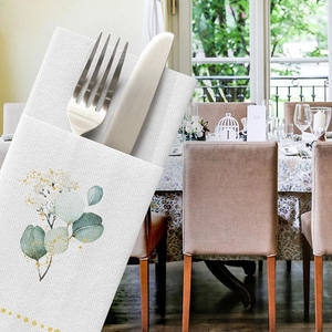 Serviettes de table en lin personnalisées Airlaid avec poche intégrée pour couverts Serviettes <span class=keywords><strong>pré</strong></span>-pliées pour couverts - Product Image 1