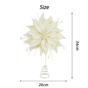 مخصص متعدد الألوان البلاستيك الذهب بريق البونسيتة الزهور + إبرة الصنوبر أعلى الزهور الربيع قاعدة شجرة عيد الميلاد زخرفة القمة - Product Image 3
