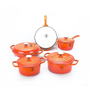 OEMCommercial Kitchen <strong>Custom</strong> Logo Cast Iron <strong>Cookware</strong> 5Pots+1 Pan Sample Service ECO-Friendly Enamel Coating Export Packaging FDA - Product Image 5