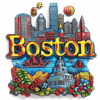Aimants de réfrigérateur personnalisés avec logo en métal, souvenirs de Boston, autocollants magnétiques pour fabricants d'aimants de réfrigérateur