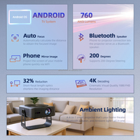 Projecteur Laser 4K 2026 Android Home Cinéma Google Smart TV LCD WIFI 6 Haute Luminosité Courte Portée Jour Projecteur Vidéo CE A005