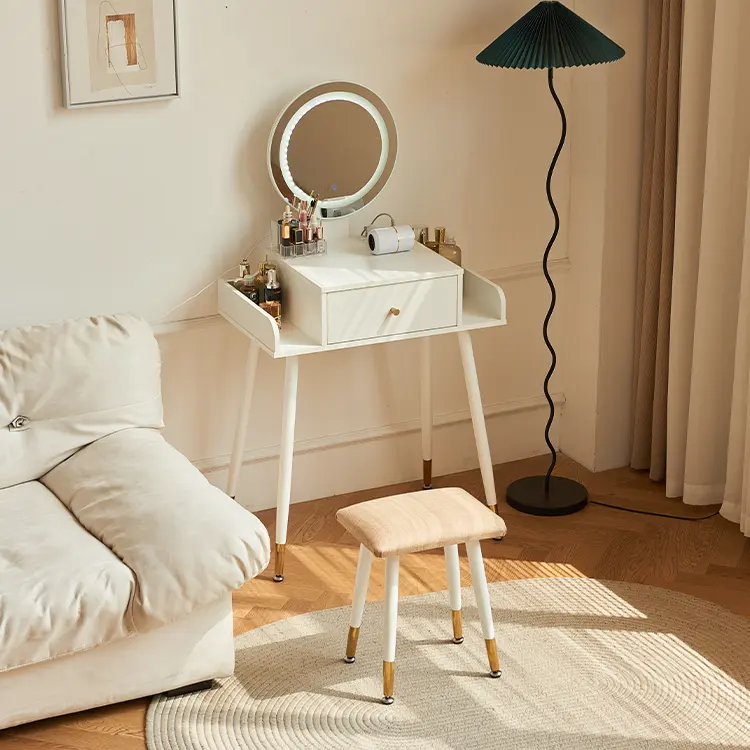 Tocador multifuncional con espejo LED, tocador, tocador, mueble de dormitorio, mesa de maquillaje