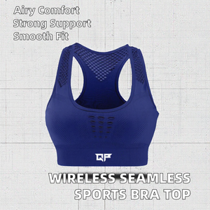 Wireless Breathable Mesh Stitching Hollow Beauty <b>Back</b> High <b>Support</b> Yoga Sports Bra with Removable Pads for Women - Product Image 2