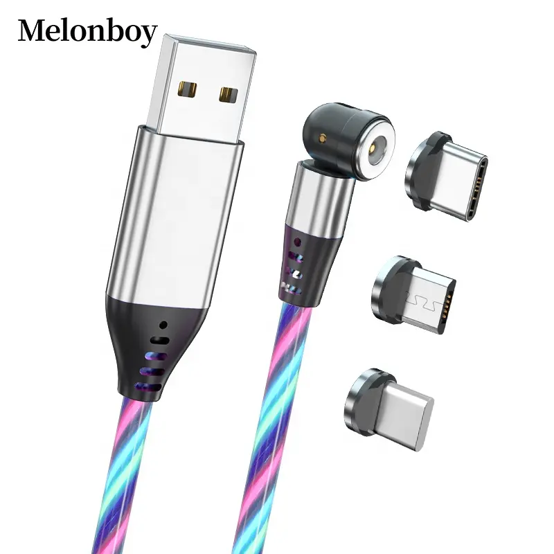 Multifunctionele Universele Tpe Gloeiende Magnetische Led Mobiele Telefoon 2.4a Oplader Steady Stromende Usb Oplaadkabel