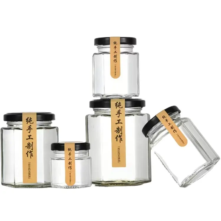 Botella de vidrio para miel, tarro de vidrio para enlatar, Pickles, tamaño personalizado, 280ml, 380ml