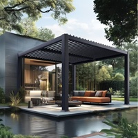 Pergola de luxe Yimu en alliage d'aluminium avec toit à lamelles, imperméable, finition thermolaquée, personnalisable, motorisée, pour extérieur