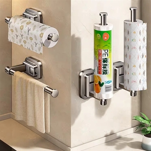 Porte-serviettes en papier pour cuisine, support mural sous l'armoire, ventouse sans perçage, pour film alimentaire, rangement de rouleaux - Product Image 5