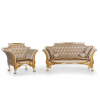 Rococo — canapé en tissu de cygne, fauteuil en bois Baroque blanc sculpté or, pour la salle de séjour