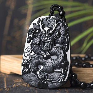 Pendentif Longpai en jadéite noire naturelle authentique, pendentif pour homme, vente en gros de jade, cadeau avec certificat d'évaluation C241 - Product Image 3