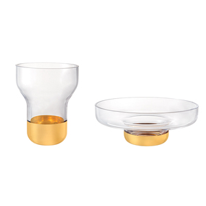 Promozione di Fabbrica con Sconti Importanti: Vasi Cilindrici in Cristallo Soffiato a Mano, Vaso Dorato per Fiori - Product Image 1