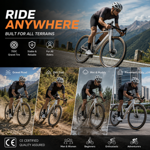 Bicicleta de Carretera y Ciudad GRAVEL V3 con Cuadro de Fibra de Carbono, Frenos de Disco Hidráulicos, Ruedas de Aleación 700C, Durable, Hardtail, Aerodinámica, para Ciclismo - Product Image 4