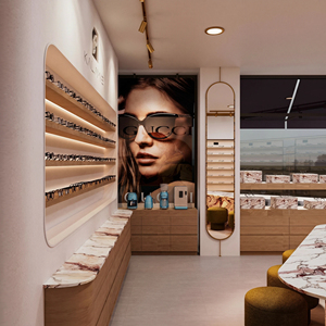 Muebles de Exhibición para Ópticas Personalizados, Gabinete de Madera para Gafas, Mostrador para Lentes, Estante con Iluminación LED, Equipamiento de Tienda Llave en Mano - Product Image 2