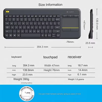 Logitech Original K400 Plus Smart TV Notebook Desktop Touch Mute Wireless Touchpad Keyboard untuk PC Laptop Android