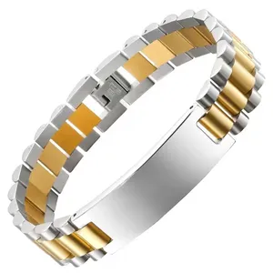 Fashion Custom Black 18K Gold Plated Custom Chain Wrist Jewelry Stainless Steel Cuban Link Bangles Jewelry Women