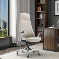 Fauteuil de Direction Ergonomique Moderne et Luxueux à Dossier Haut, Pivotant, en Cuir Synthétique PU, Réglable, pour PDG et Managers