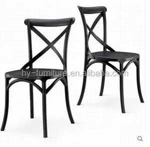 Neues Produkt gepolsterter Holz-Franzosen-Zimmer-Seitenstuhl hoher Rückengriff schwarzer Metallbein-Creme-Esstuhl