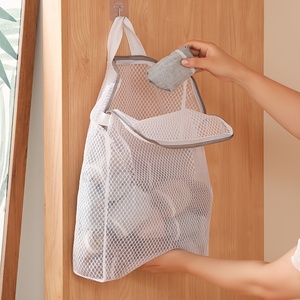 1 sacchetto per biancheria in rete a nido d'ape con cerniera - Organizzatore multifunzionale per riporre vestiti, da montare a parete, per camera da letto <span class=keywords><strong>e</strong></span> <span class=keywords><strong>bagno</strong></span> - Product Image 3