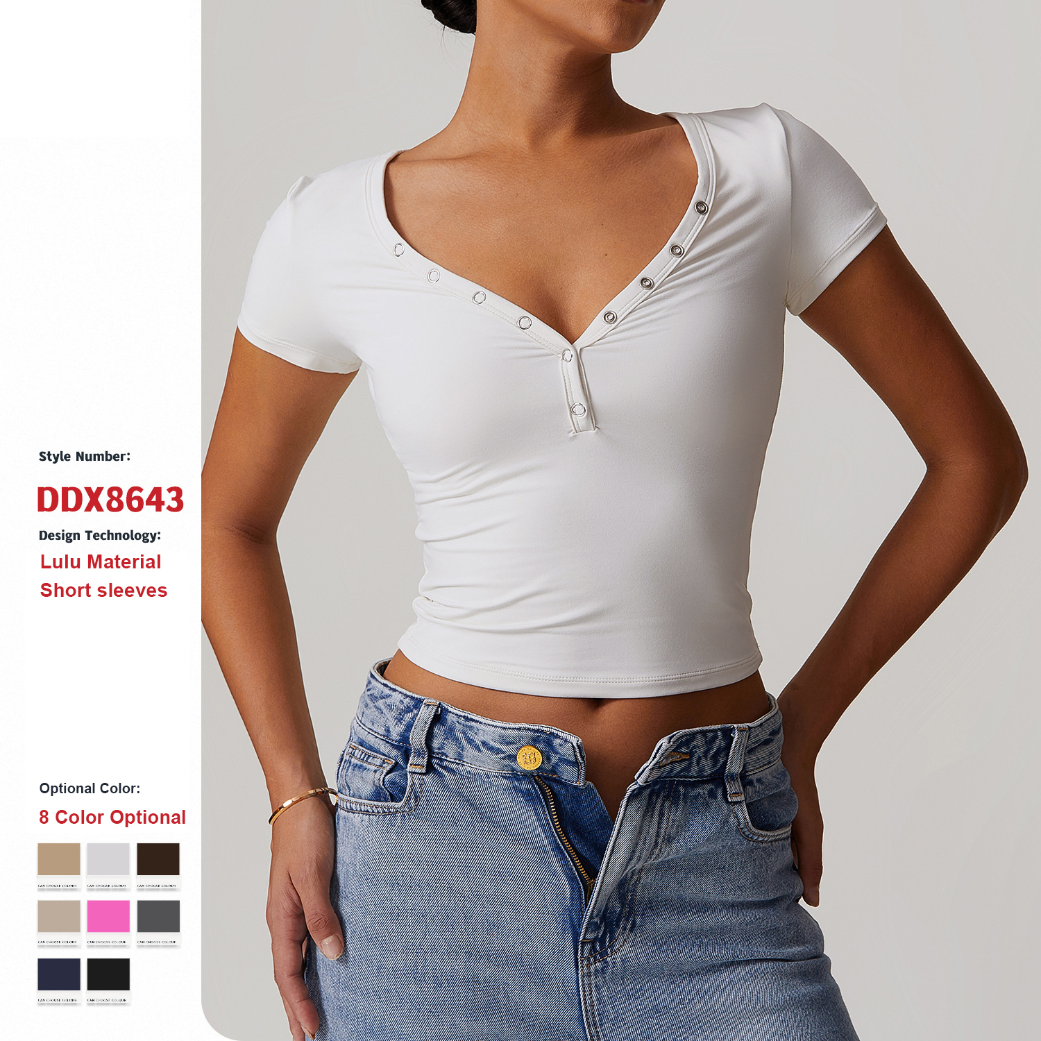 Wholesale Custom Sports Tight Breathable Yoga Short Sleeves Women V-Neck Design Running Sports Fitness Quick Drying T-Shirt Tops