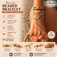 Go2Boho Bracelet Bohème Coloré Élastique pour Plage et Surf, Perles Miyuki Tila, Bijou pour Femme