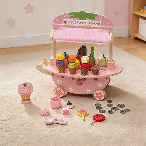 Monterrori Toy Nuovo Carretto Gelati in Legno Giocattolo da Cucina per Bambini, Gioco <span class=keywords><strong>di</strong></span> Imitazione Negozio <span class=keywords><strong>di</strong></span> Frutta e Dessert a Cartoni Animati per Bambini - Product Image 6