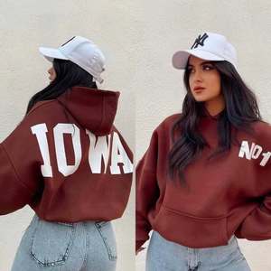 Sudadera de punto personalizada con estampado frontal de letras, de manga larga y corte holgado, para mujer, moda de invierno, superventas, ODM - Product Image 1